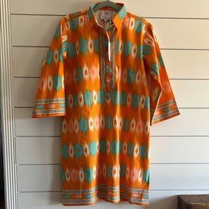 Bella Tu Orange & Teal Patterned Tunic Dress NWT Size XXL